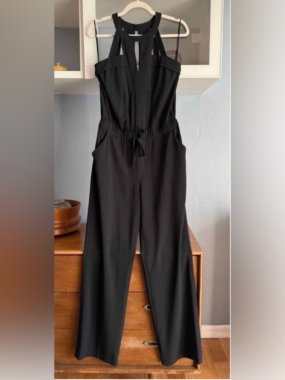 Cache Vintage single stitch Black Women's Jumpsuit Drawstring Waist Sz 2